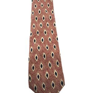 vintage mens ferrell reed Red W/Black Diamond Design 100% silk ties